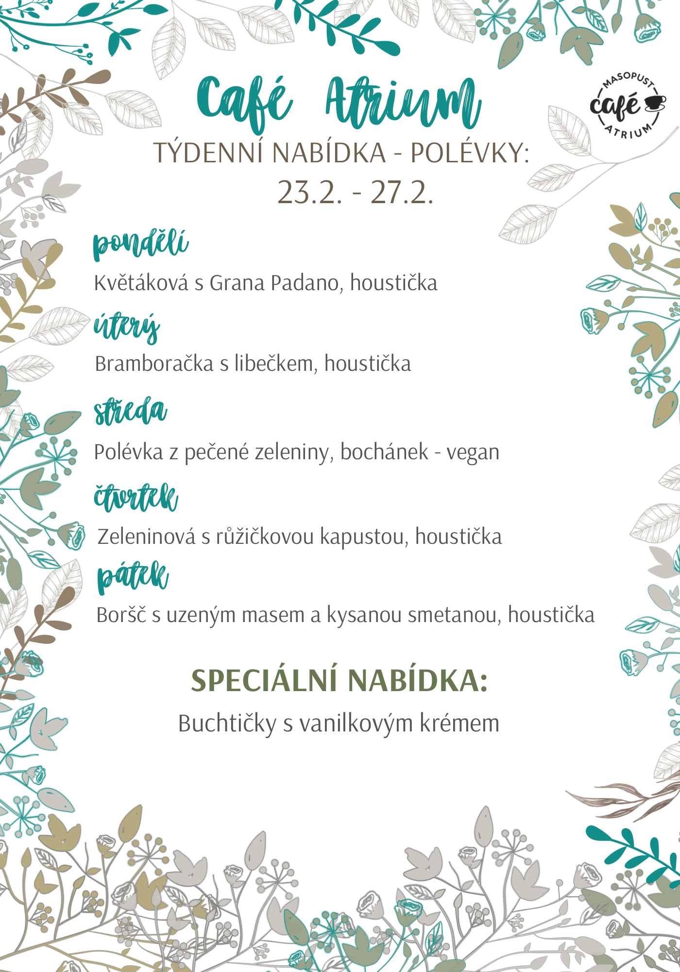 Jídelní lístek týdenní CaCafé Atrium 1